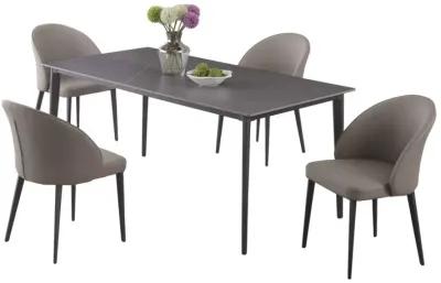 KATE DINING SET WITH MARBLEIZED SINTERED STONE TOP & 4 CURVED BACK SIDE CHAIRS