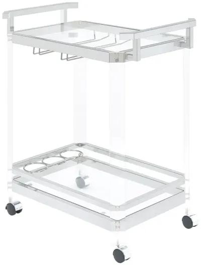 TRADITIONAL CLEAR ACRYLIC & CHROME SERVING CART