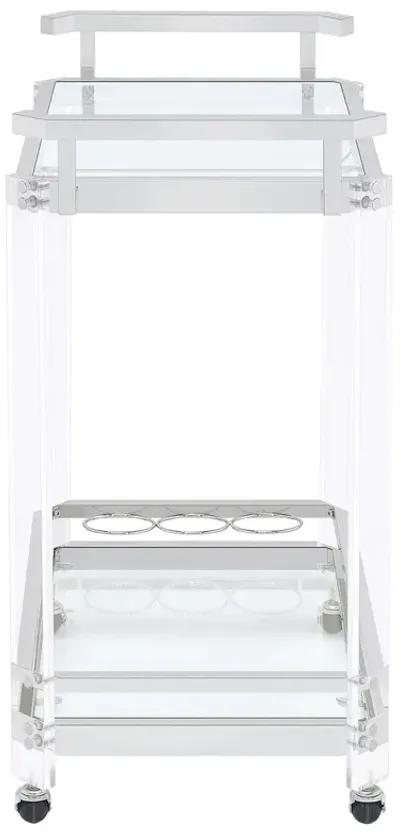 TRADITIONAL CLEAR ACRYLIC & CHROME SERVING CART