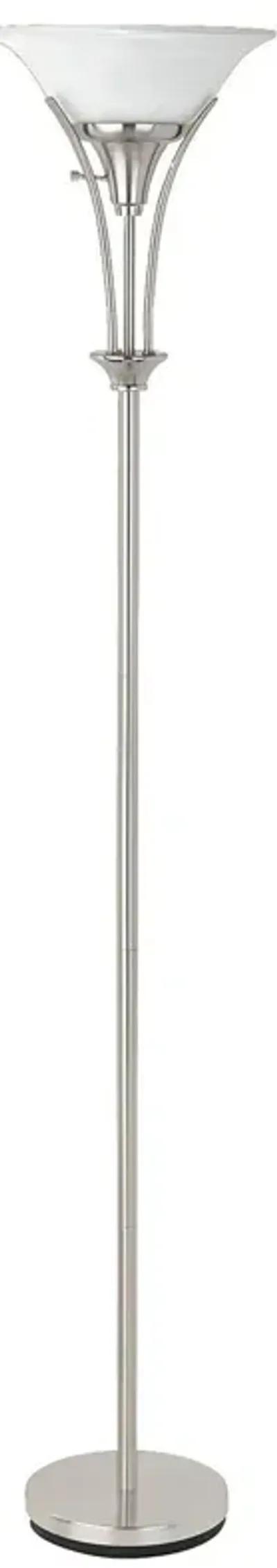 Coaster Archie 71 Inch Frosted Torchiere Floor Lamp Brushed Steel