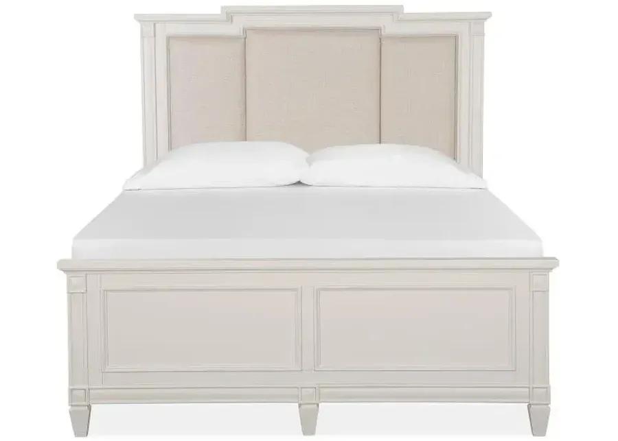 WOOD QUEEN PANEL BED UPHOLSTERED HEADBOARD - WILLOWBROOK