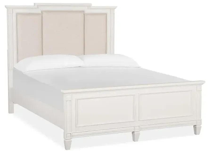 WOOD QUEEN PANEL BED UPHOLSTERED HEADBOARD - WILLOWBROOK