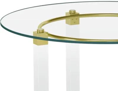 Chintaly Blue/Gold Dining Set with Round Glass Top Acrylic & Golden Base with 4 Chairs