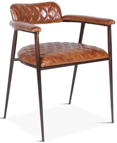 Home Trends Design Wellington Diamond Stitched Leather Barrel Armchair