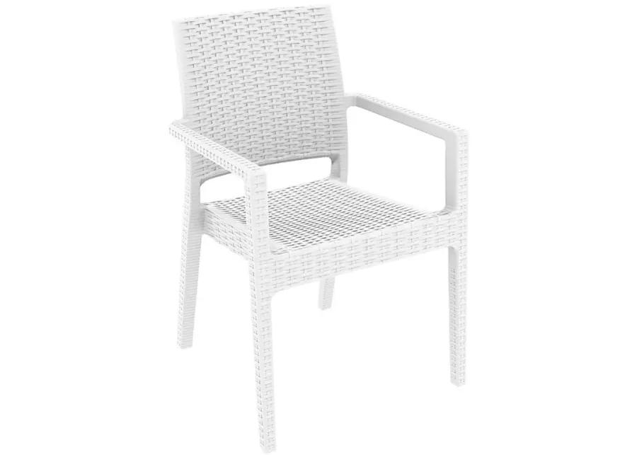 IBIZA RESIN WICKERLOOK DINING ARM CHAIR WHITE