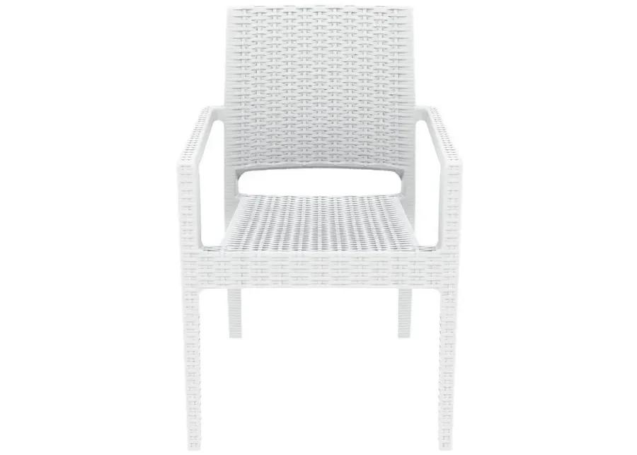 IBIZA RESIN WICKERLOOK DINING ARM CHAIR WHITE