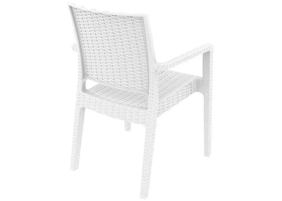 IBIZA RESIN WICKERLOOK DINING ARM CHAIR WHITE