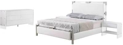 Chintaly Barcelona Acrylic Bedroom Set with King Bed Buffet & Lamp Table