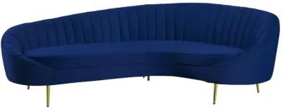 DALLAS BLUE MODERN CHAISE-STYLE SOFA WITH PET & STAIN RESISTANT FABRIC