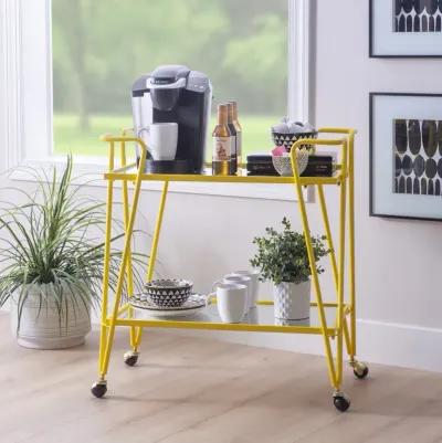 YELLOW MID-CENTURY BAR CART