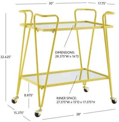 YELLOW MID-CENTURY BAR CART