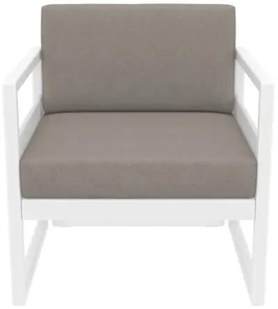 Compamia Mykonos Patio Club Chair White with Sunbrella Taupe Cushion