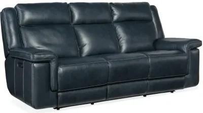 Hooker Furniture Montel Cosmos Cobalt Lay Flat Leather Power Sofa with Power Headrest & Lumbar