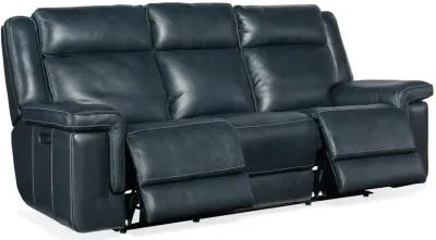 Hooker Furniture Montel Cosmos Cobalt Lay Flat Leather Power Sofa with Power Headrest & Lumbar