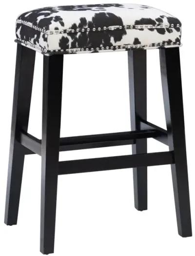 Linon Walt Black Cow Print Bar Stool