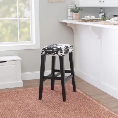 Linon Walt Black Cow Print Bar Stool