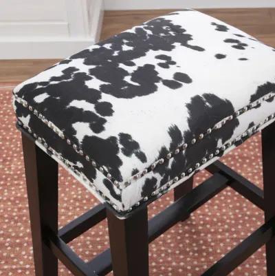 Linon Walt Black Cow Print Bar Stool