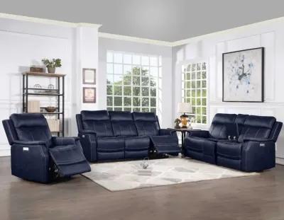 Steve Silver Valencia Ocean Blue Dual-Power Reclining Loveseat with Console