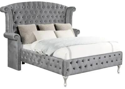 Coaster Deanna Upholstered California King Wingback Bed Grey