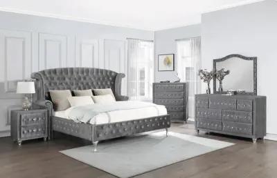 Coaster Deanna Upholstered California King Wingback Bed Grey