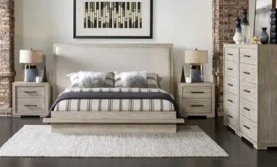 Legacy Classic Complete Upholstered Bed Queen Light Oak Finish Westwood Light