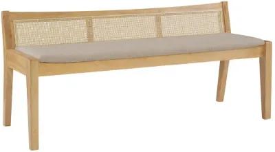 NASSAU RATTAN CANE BENCH WITH BACK - BEIGE