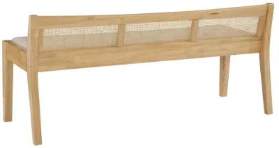 NASSAU RATTAN CANE BENCH WITH BACK - BEIGE