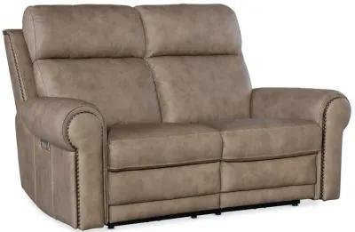 DUNCAN KALAHARI BARK POWER LEATHER LOVESEAT WITH POWER HEADREST & LUMBAR