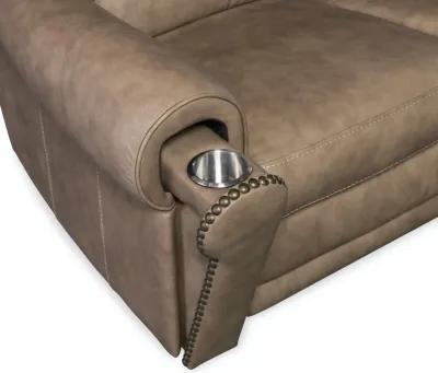 DUNCAN KALAHARI BARK POWER LEATHER LOVESEAT WITH POWER HEADREST & LUMBAR