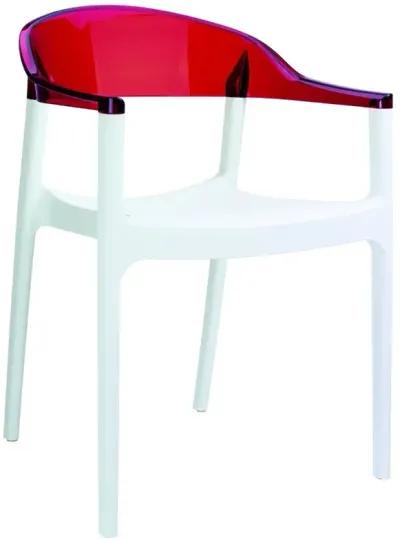 Compamia Carmen Modern Dining Chair White Seat Transparent Red Back