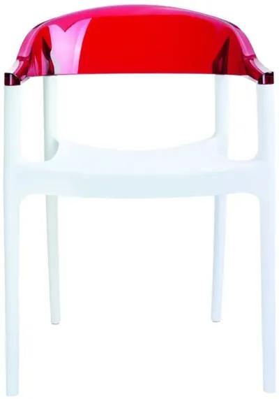 Compamia Carmen Modern Dining Chair White Seat Transparent Red Back