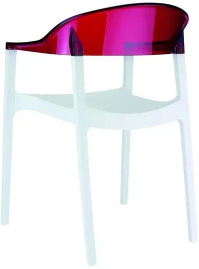 Compamia Carmen Modern Dining Chair White Seat Transparent Red Back