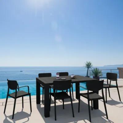 Compamia Loft Outdoor Dining Set with 6 Arm Chairs & 55 Inch Extension Table Black