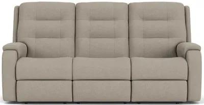 Flexsteel Arlo Fossil Leather Power Headrest Reclining Sofa with Lumbar