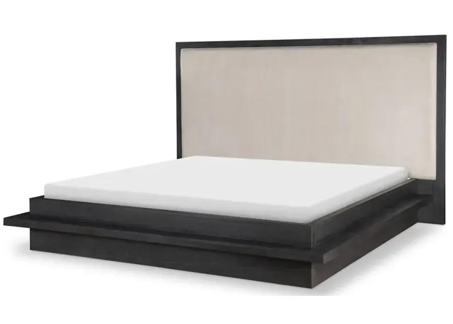 COMPLETE UPHOLSTERED BED KING DARK OAK FINISH - WESTWOOD DARK