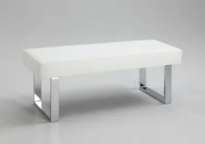 Chintaly Linden White Contemporary Upholstered Dining Bench with Steel Legs