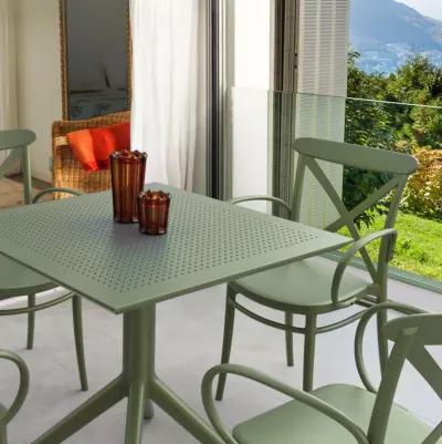 Compamia Cross XL Patio Dining Set with 4 Chairs Olive Green