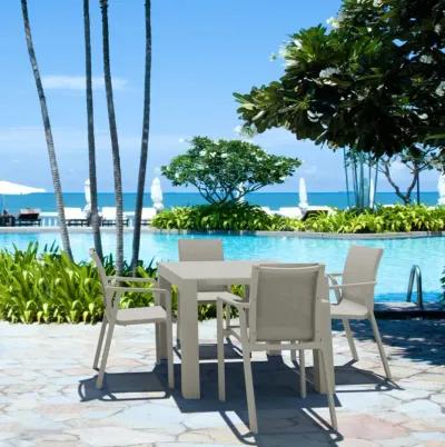 Pacific 5-Piece Outdoor Dining Set With Extension Table & Sling Arm Chairs Taupe Frame Taupe Sling