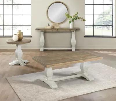 NAPA ROUND END TABLE IN WHITE STAIN & RECLAIMED NATURAL