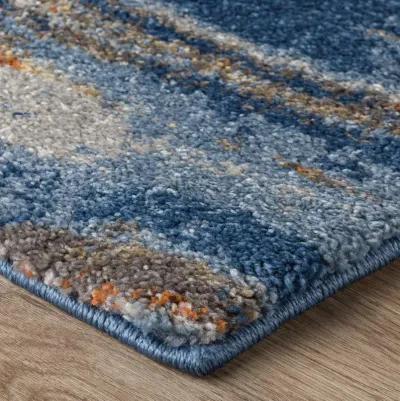 Abstract Strata-Inspired 5'X8' Area Rug in Ocean Blues & Earthy Tones