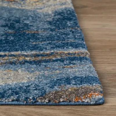 Dalyn Abstract Strata-Inspired 5'X8' Area Rug in Ocean Blues & Earthy Tones