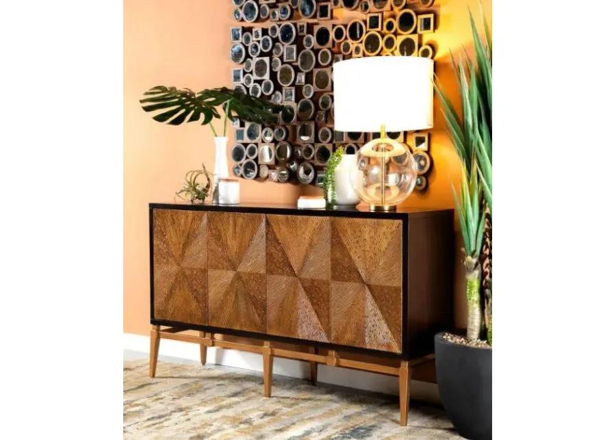 ACCENT CABINET BROWN/ANTIQUE GOLD