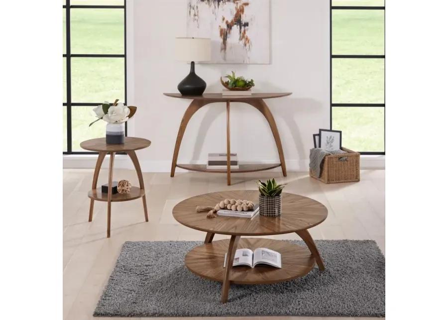 LAX 36 INCH ROUND COFFEE TABLE WITH STORAGE IN WARM NUTMEG