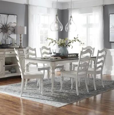 Liberty Furniture 7-Piece Antique White Weathered Bark Leg Dining Table Set Magnolia Manor