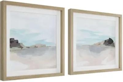 GLACIAL COAST 2-PIECE GREEN/LIGHT BLUE/LIGHT GRAY FRAMED PRINT SET WALL ART