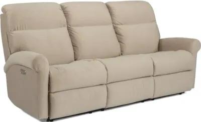 Flexsteel Davis Oat Power Reclining Sofa with Power Headrests