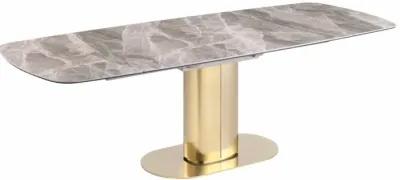 Chintaly Karla Extendable Marbleized Ceramic Top Dining Table with Steel Base