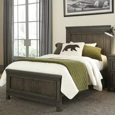 Thornwood Hills Rock Beaten Gray with Saw Cuts Twin Panel Headboard