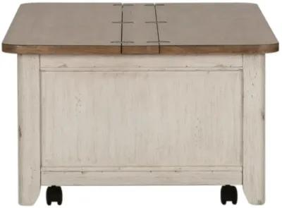 Liberty Furniture Farmhouse Reimagined Antique White Storage Trunk with Chestnut Top