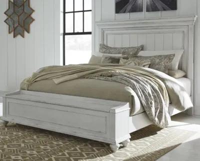 KANWYN KING PANEL BED WITH STORAGE BENCH WHITEWASH BENCHCRAFT